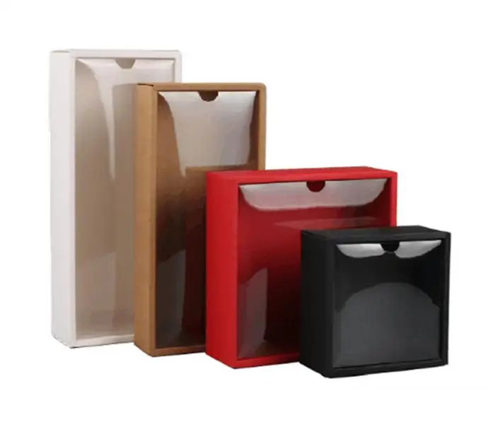 120 шт для ремесла из картона подарочная упаковка коробка с крышкой бумажная коробка подарочная упаковка для ювелирных изделий чехол с прозрачное окно ПВХ lin4475