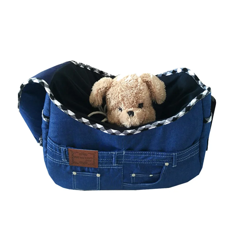 Рюкзак для собак, переносная сумка-переноска для домашних животных, маленькая сумка для кошек, собак, сумка на плечо, джинсовая ткань, сумка-слинг для домашних животных, собак, щенков, сумка для переноски - Цвет: DarkBlue