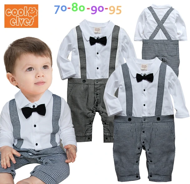 Free Shipping 4sets/lot Baby Boy’s Formal long sleeve Romper