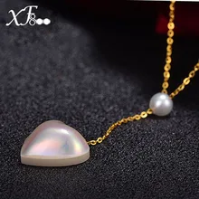 XF800 11-12 мм MABE жемчуг Цепочки и ожерелья Подвески Романтический из 18-ти кратного желтого золота Подвески в виде сердца Цепочки и ожерелья Регулируемый для влюбленных S38