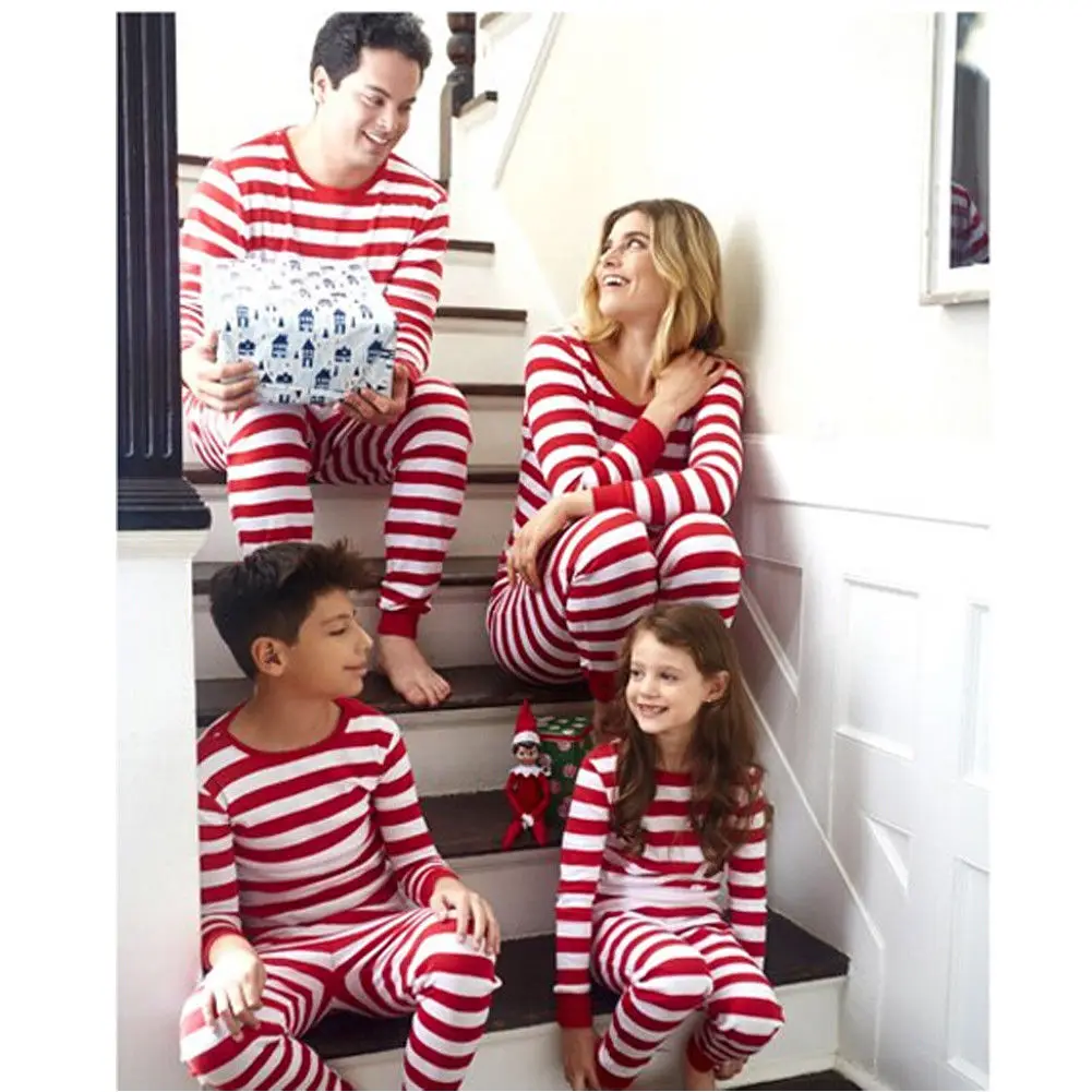 

Family Matching Christmas Pajamas PJs Sets Xmas Striped Sleepwear Nightwear UK