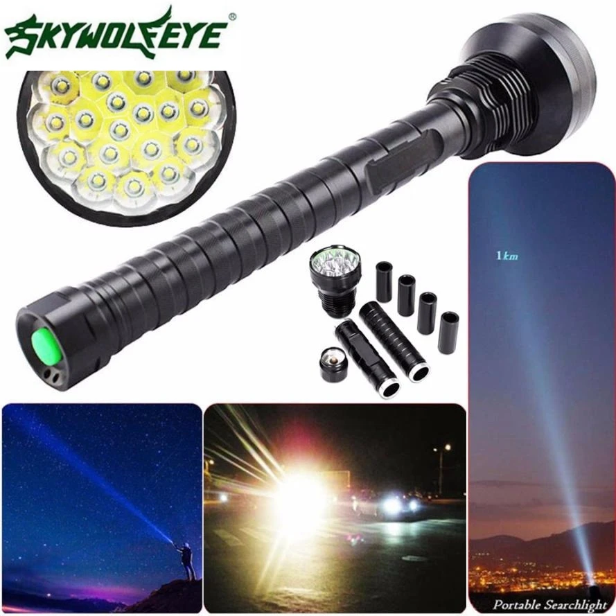 

DC 27 Shining Hot Selling Fast Shipping 28000LM CREE XM-L LED 21x T6 Super Flashlight Torch Lamp Light 5Mode 26650 18650