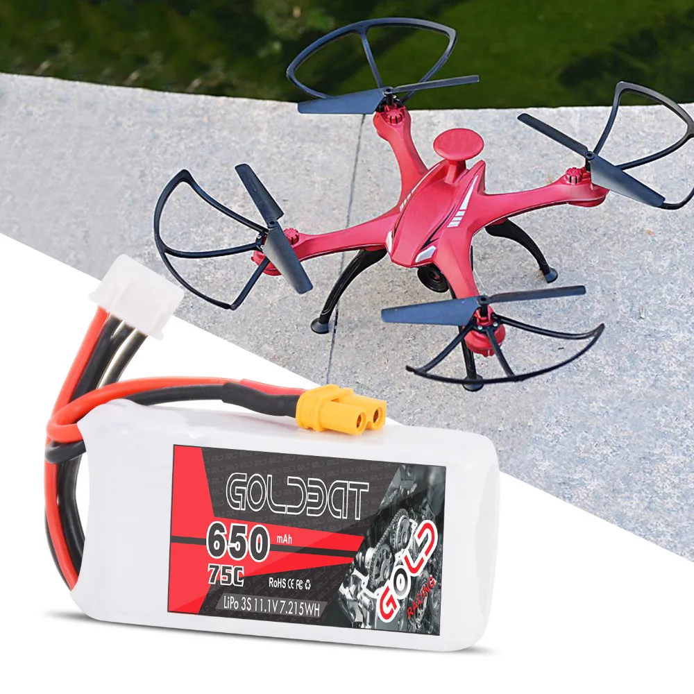 GOLDBAT 650mAh LiPo батарея для FPV 3S LiPo батарея LiPo 11,1 V 3S lipo 75C с разъемом XT30 для дрона Heli Автомобильная лодка