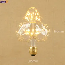 IWHD сердце лампада Эдисон лампы декоративные E27 220V 3W светодиодный Bombillas Винтаж светильник лампочка St64 G95 G80 St58 T10 T185 T30
