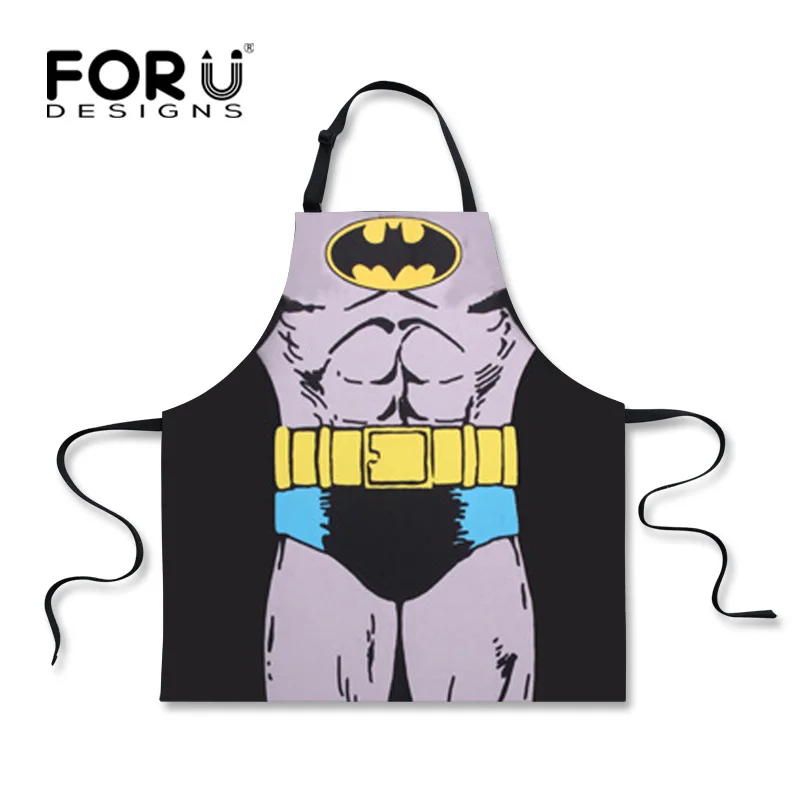 

FORUDESIGNS Funny Star Wars Black/ White Aprons Batman Cartoon Mens Bibs Darth Vader Apron Super Hero/Hulk Fartuch Kuchenny Men