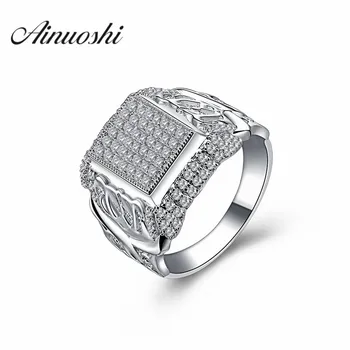 

Fashion Men Big Wedding Sona Ring Solid 925 Sterling Silver Engagement Wedding Bridal Party Rings Fashion Style Jewelry Lover