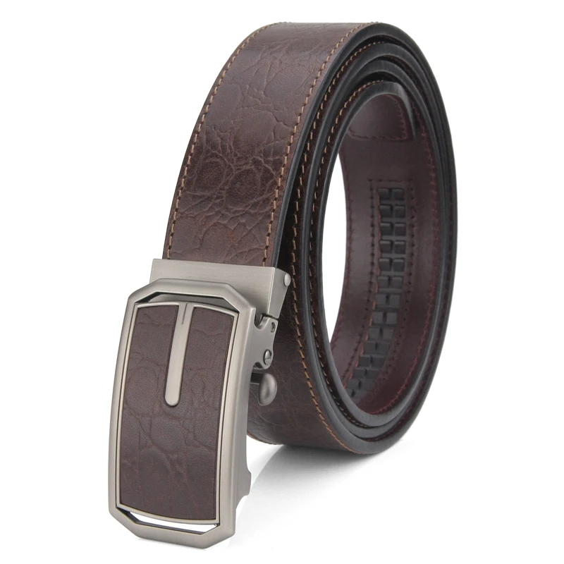 

New High Quality automatic buckle genuine leather belt men luxury brand fashion designer Retro Crocodile pattern leather Casual