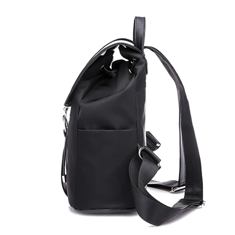 Las mujeres Mochila bolsas para la escuela adolescente chicas de Nylon de la cremallera de cierre de diseño negro mujer Mochila mujer, Mochila de moda saco un Dos