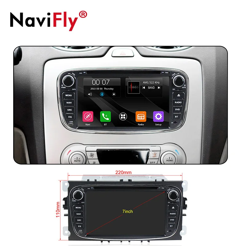 Clearance Navifly Free shipping 7" car multimedia gps navigation system for ford focus 2008-2011 Car Radio GPS Navi BT 1080P Ipod Map 4