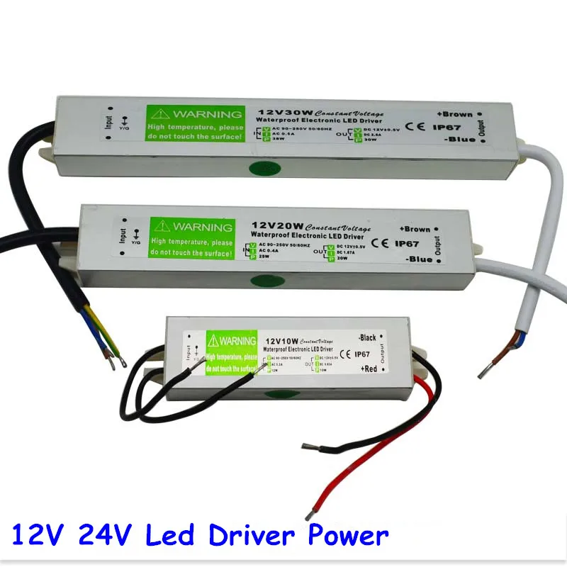 DC 12V 24V 30W Electronic LED Driver, IP67 Waterproof, Outdoor Lighting