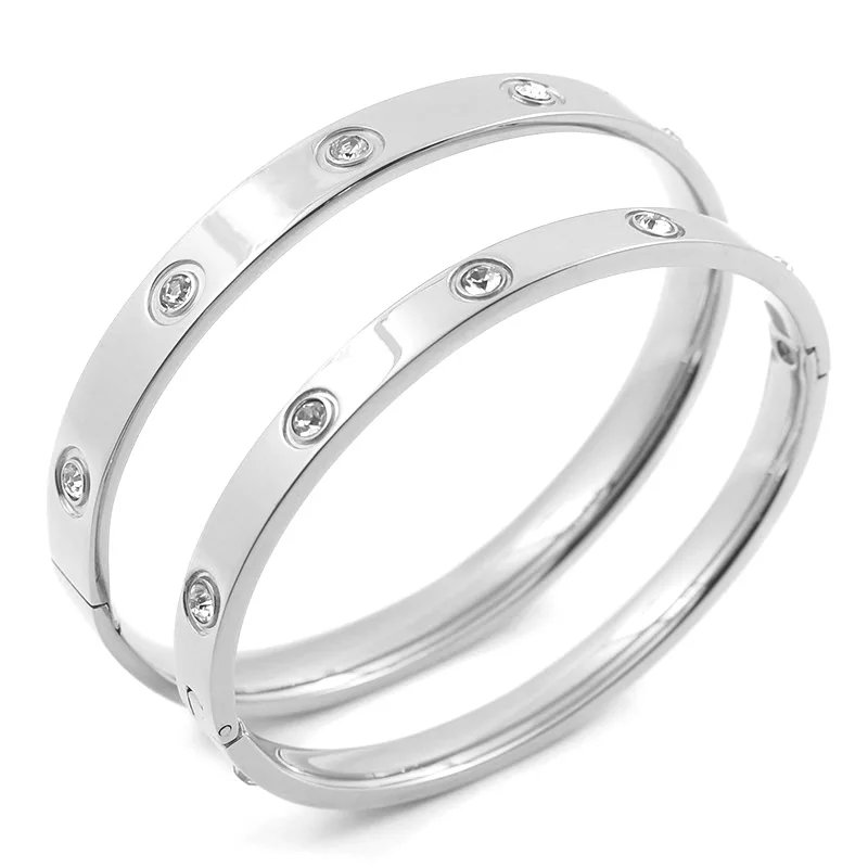 Gold Color Lover Bracelets&Bangles for Women Rose Gold Color Stainless Steel Charming CZ Cuff Bracelet Luxury Jewellery Gift bangle bracelet zircon bracelet