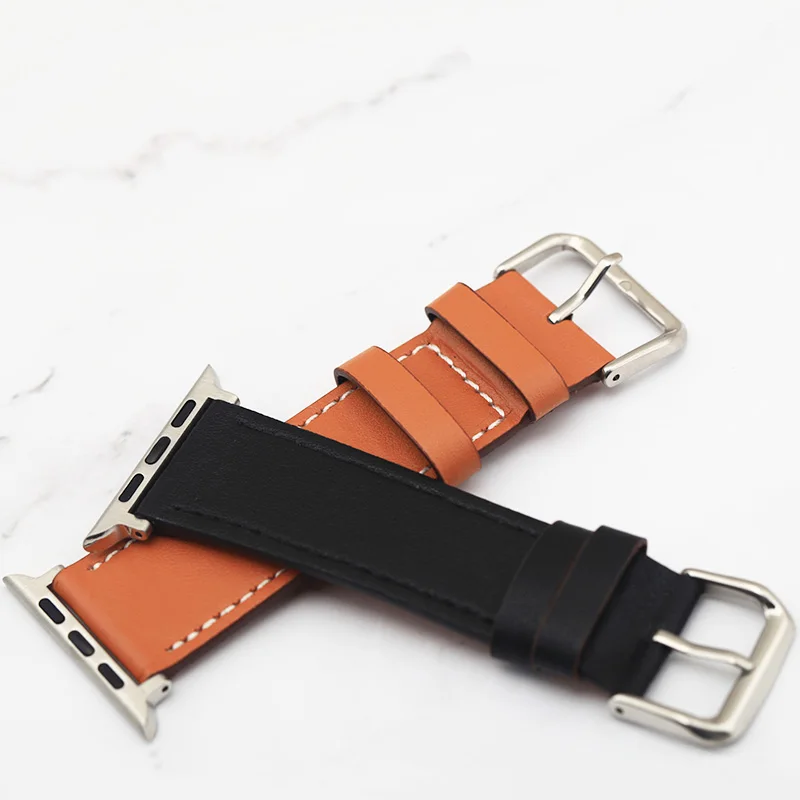 Plus strap Suitable for men and women apple watch restore watch band thin soft strap black / Brown 38 42mm Apple watch strap