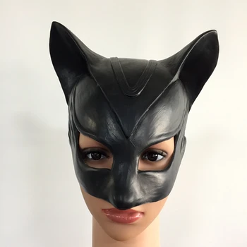 

Cosplay Costume Catwoman Mask Headgear Black Half Face Latex Masks Sexy Woman Halloween Batman Party adult Black Ball Mask