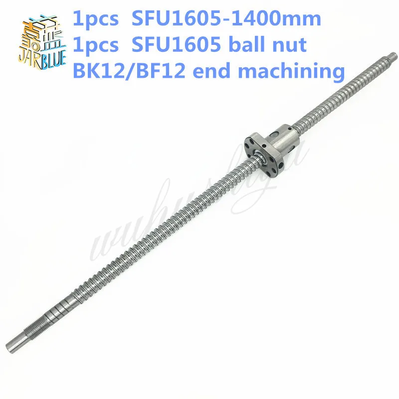 

16mm 1605 Ball Screw Rolled C7 ballscrew SFU1605 1400mm with one 1605 flange single ball nut for CNC parts