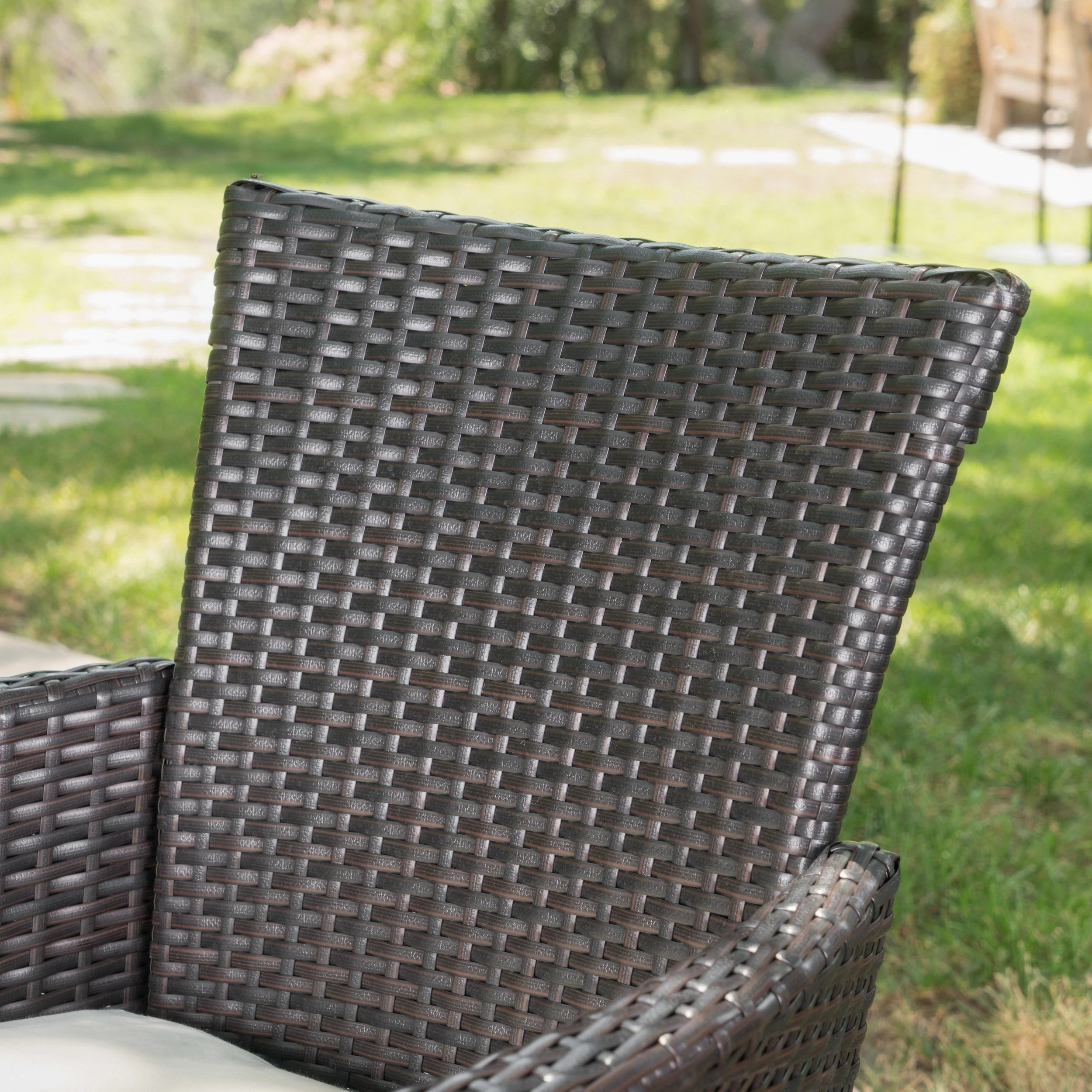 Portia Outdoor 5 Pc Wicker Round Dining Set w/ Water Resistant Cushions (2)