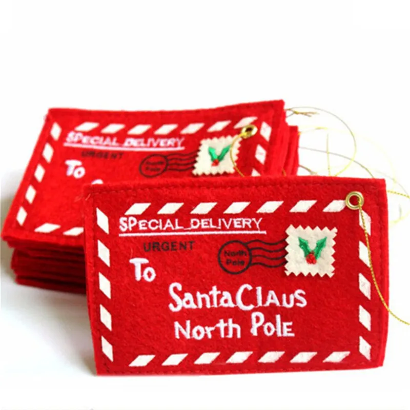 

To Santa Claus North Pole Christmas Envelope Pendant Card Tree Accessories Christmas Small Gift Candy Bags Home Party Xmas Decor