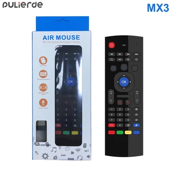 

PULIERDE MX3 Pro 2.4GHz English Wireless Keyboard IR learning extend Remote Control Backlit With Voice Mini Air Mouse For TV Box