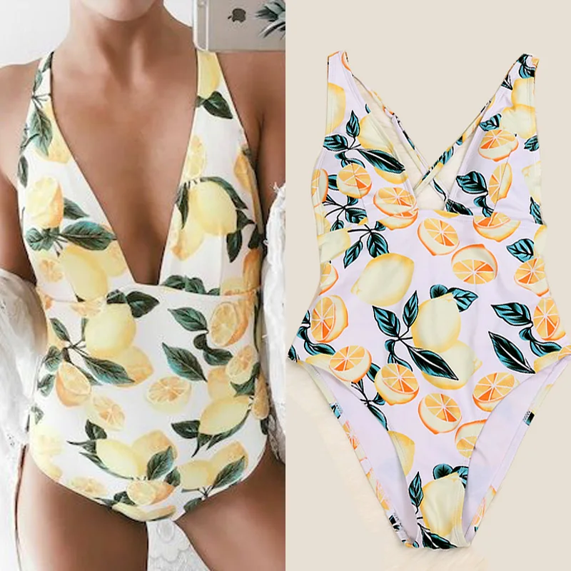 lemon one piece bathing suit
