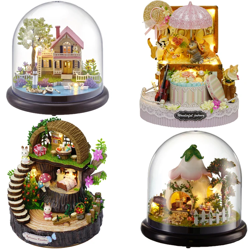 

Cute Room DIY Doll House Miniature Dollhouse With Furnitures For Dolls House Model Handmade Birthday Gift Toys For Children #E