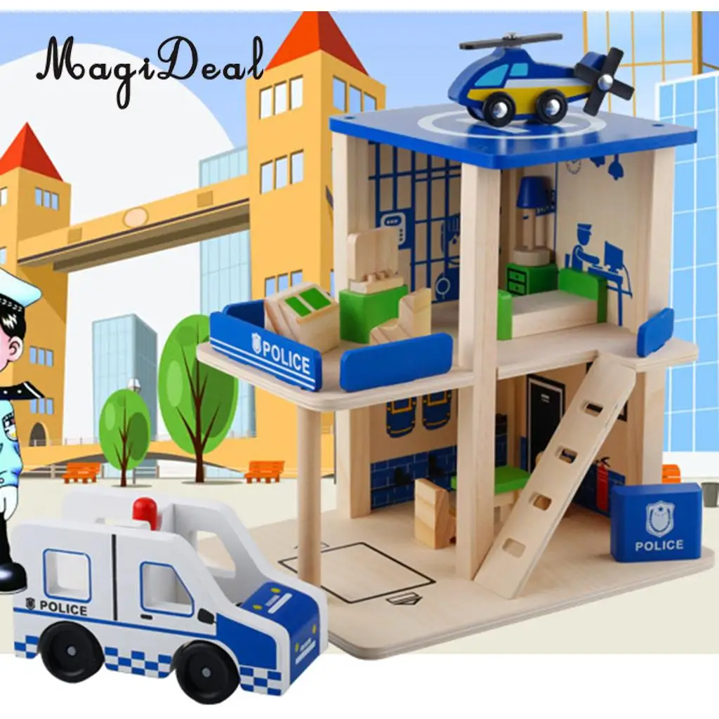 wooden police station toy