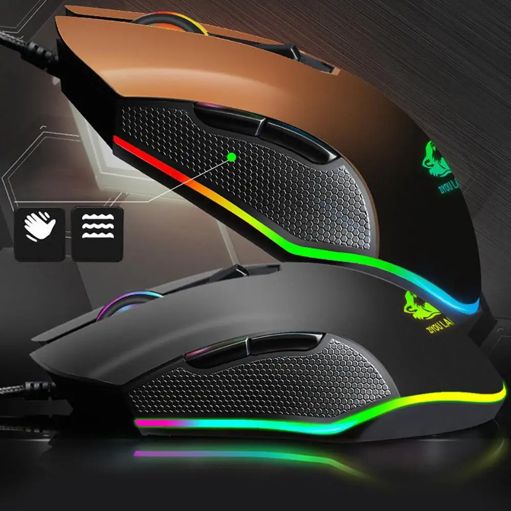 Игровая мышь RGB USB Проводная 6 кнопок 3200DPI оптическая компьютерная геймерская для