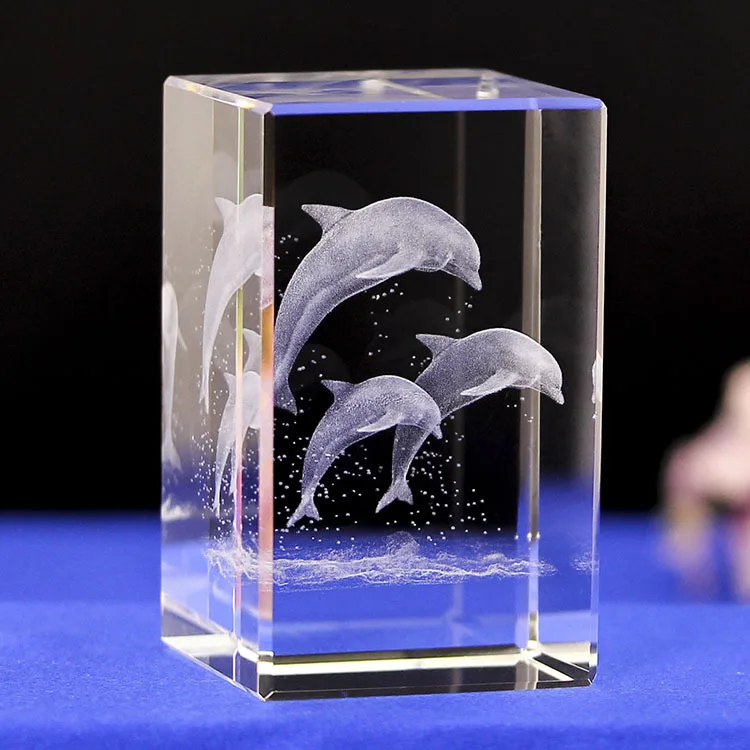 Кристалл декоративное украшение для дома 3D лазерной гравировки брелок в виде дельфинов свадебный подарок рукодельный феншуй украшения