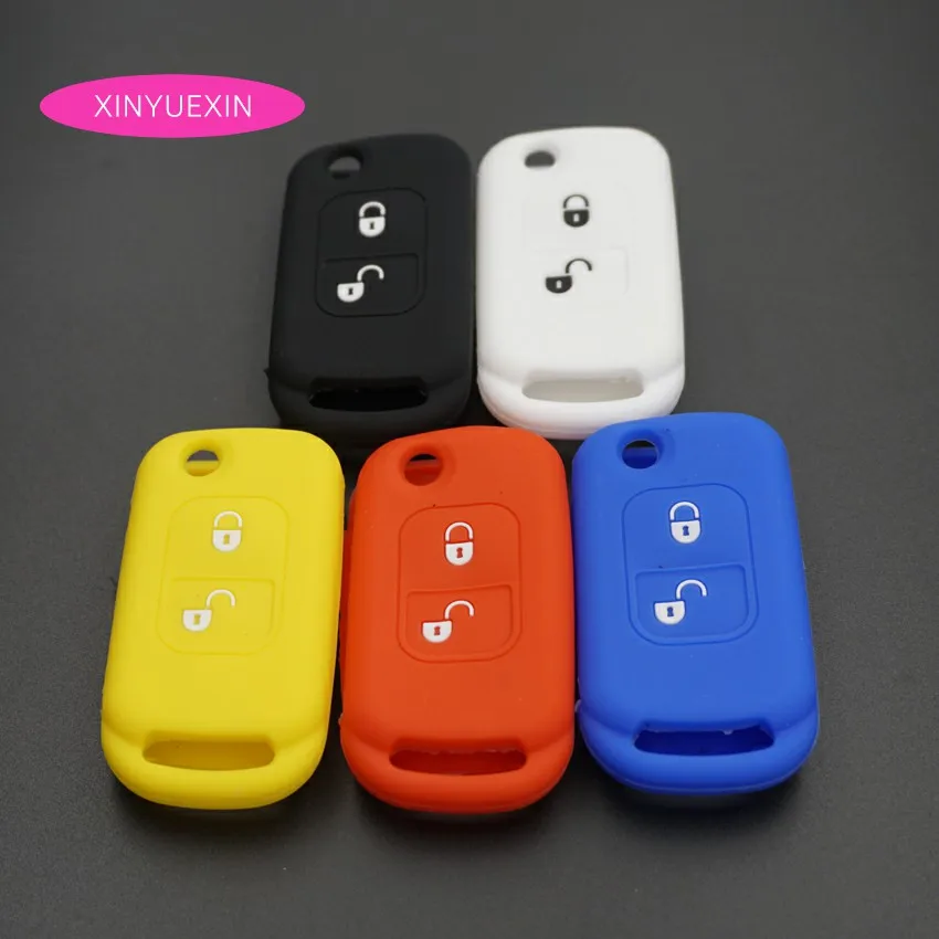 

Xinyuexin силиконовый чехол для автомобильного ключа FOB чехол для Mercedes Benz SLK E113 C E S Flip 2 кнопки дистанционный ключ автомобильный Стайлинг