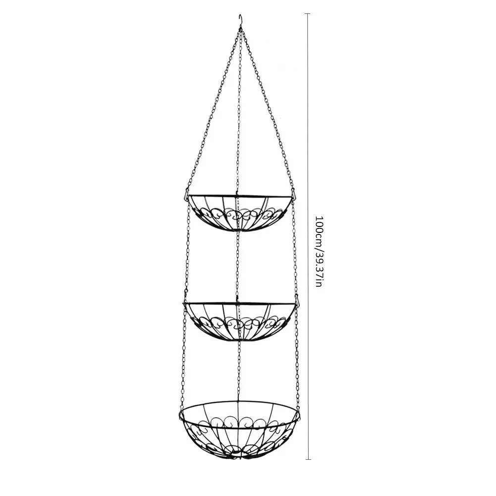 Трехслойные подставки в виде корзин подвесной кухонный, для овощей корзина для хранения фруктов держатель стойки с железной цепочкой