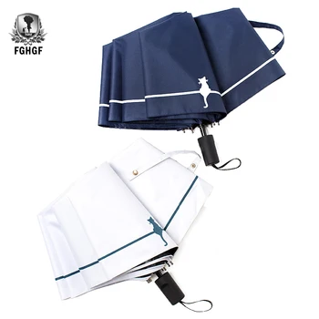 

FGHGF High Quality Navy Style Rain 3 Folding Umbrella Anti-UV Parasol Umbrella Solid Simple Cat Printed Japan Light Small