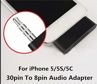 

New Portable Mobile Phone Audio Adapter Converter Charger Audio Adapter 30 pin to 8 pin Audio adapter for iphone 4 to 5/5G/5S