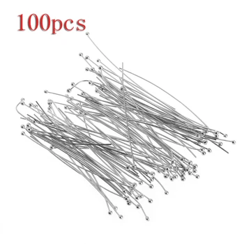 

100Pcs/Set 50mm Mental Flat Head Pins Needles Earring Necklaces Bracelets Hooks