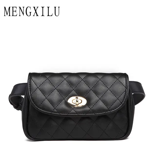 Mengxilu Fashion Lock Women Waist Belt Bag Las Pack Mengxilu Fashion Lock Women Waist Belt Bag Las Pack Plaid Small