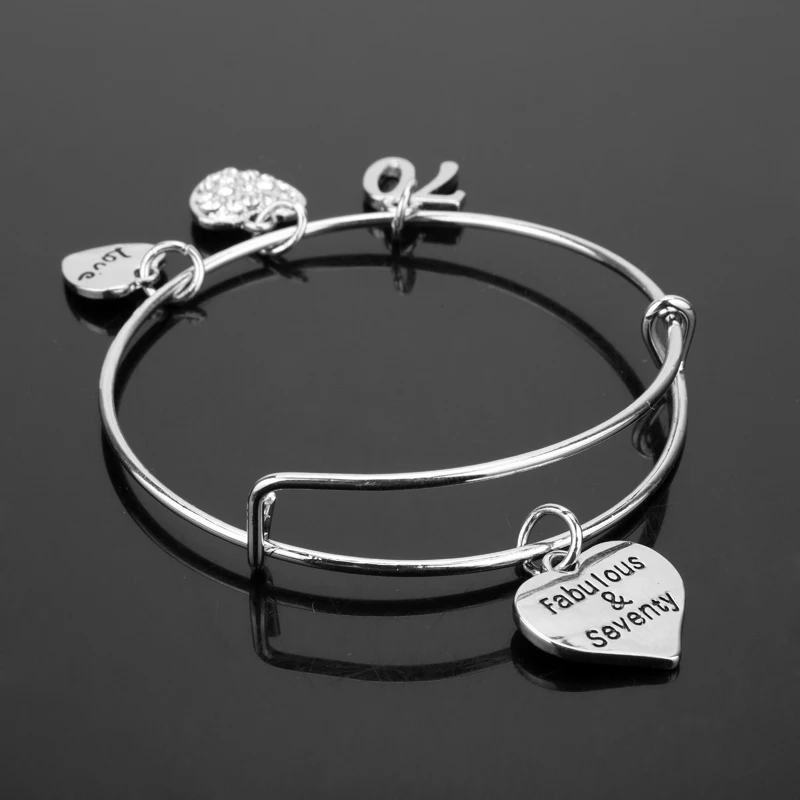 MQCHUN 70 Numbers Silver Knot Heart Bracelet Bangle Girl