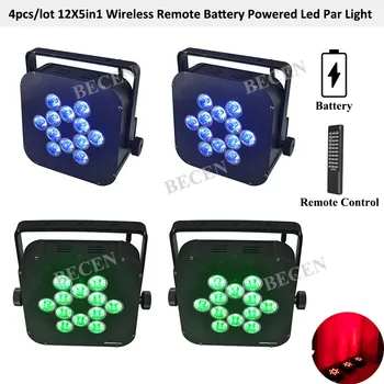 

BECEN 4pcs 12x12w rgbwa 5in1 Battery Powered Wireless LED Par dmx flat par light