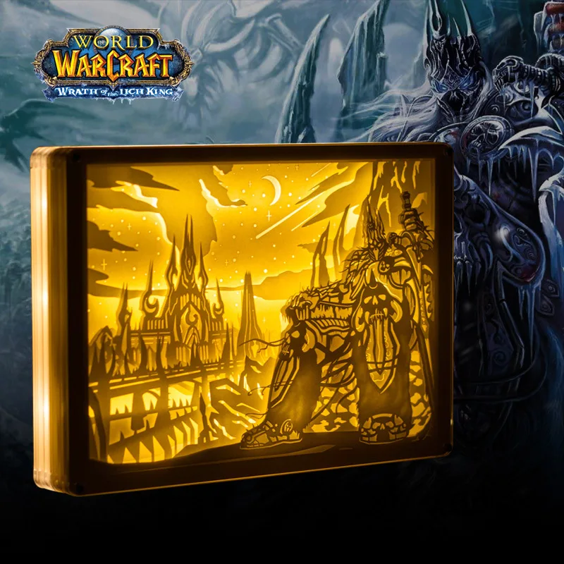 

Paper Carving Night Lights World of Warcraft Arthas LED Table Lamp Bedroom Bedside Night Lights 3D Carved Decor Lamp Gift