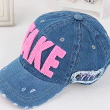 10 шт./лот Повседневный стиль детская бейсболка Возьмите письмо Ковбойское джинсовое шляпа родитель-ребенок крышка 4 цвета шапка