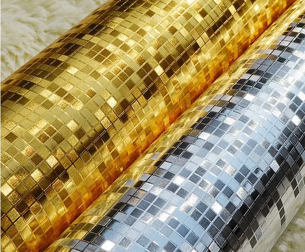 Super Modern Luxury Gold Foil Wallpaper Roll papel de parede ouro e prata Luminous Wedding Decor papel de parede ouro glitter