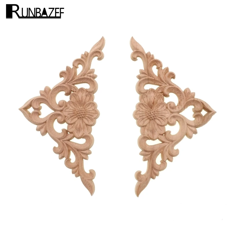 

RUNBAZEF Ocean of Flowers Wood Carved Onlay Applique Frame Doors Wall Decorate Furniture Decorative Figurines Wooden Miniatures