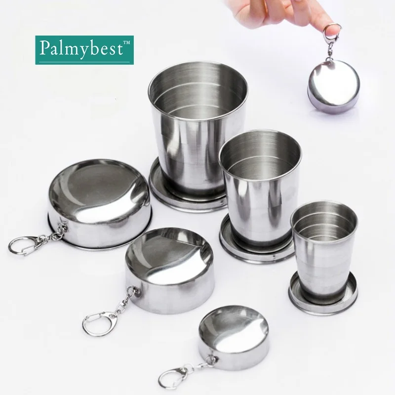 Stainless Steel Folding Cup Metal Outdoor Portable Collapsible Telescopic Travel Picnic Folding
