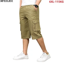 Летние мужские карго шорты с карманами армейский зеленый большой размер 4XL 5XL 6XL мужские повседневные шорты из стрейчевого материала для дверей тонкие хлопковые цвета хаки