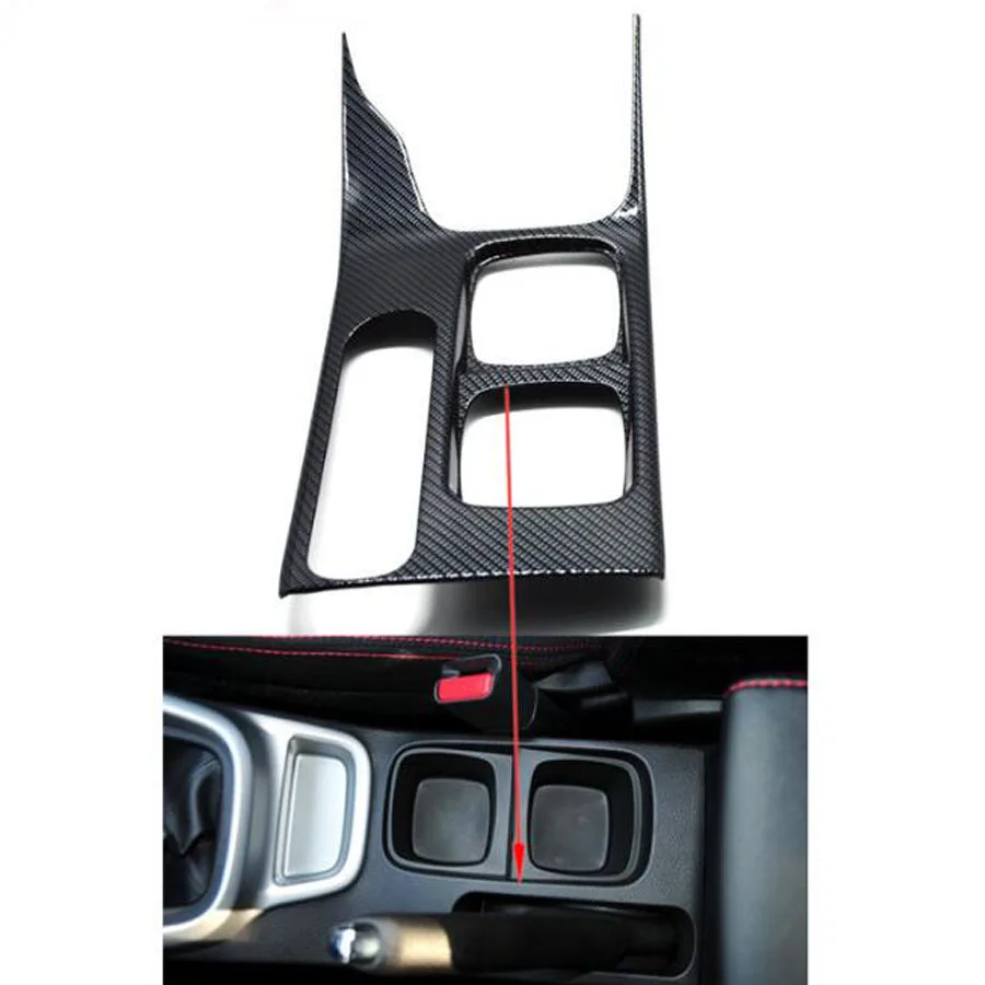 

YAQUICKA Carbon Fiber Or Wood Grain Water Cup Holder Panel Cover Gear shift Trim Frame Sticker For Suzuki Vitara Escudo 2016