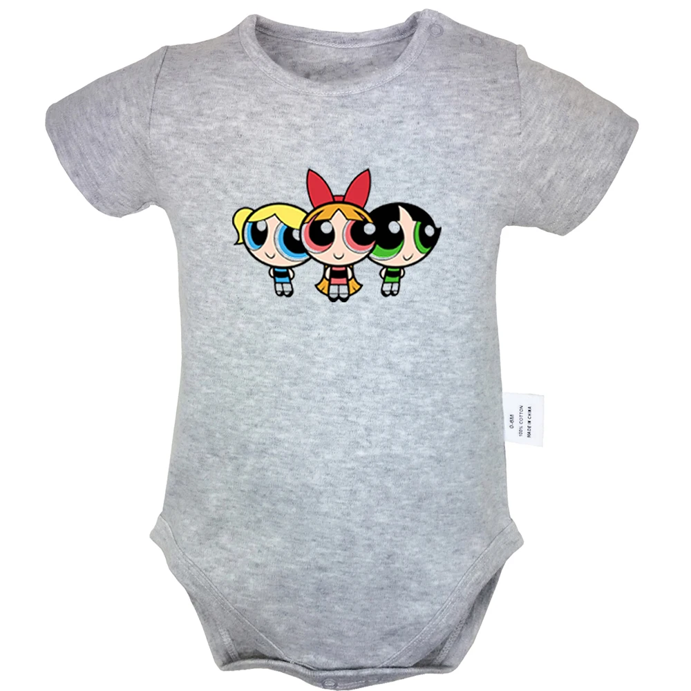 

Cartoon Cute The Powerpuff Girls You Get This BABE Design Blue Newborn Baby Bodysuit Suit Toddler Onsies Jumpsuit Cotton Clothes