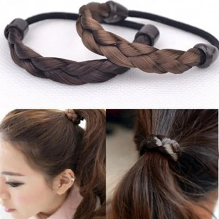

wholesale female Korean fashion wig hair braided rope ring simple elastic hairband