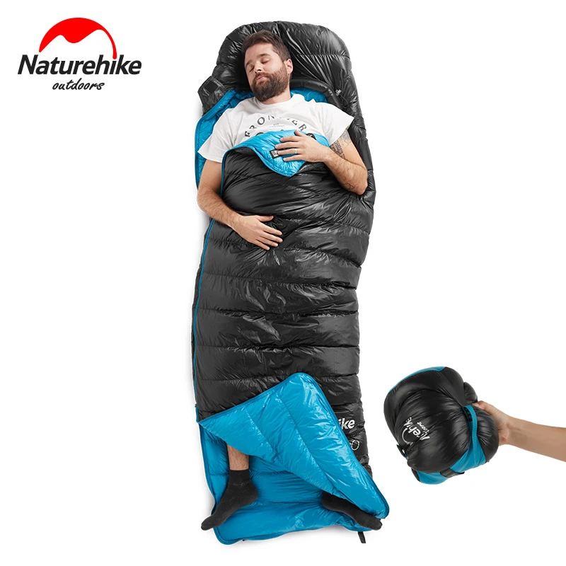 Сверхлегкий зимний теплый спальный мешок NatureHike NH CW400 с гусиным пухом | Спорт и