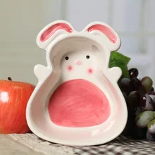 Rabbit Radish Ceramic Bowls Under Glazed Plates Use as Fruit Salad Bowl Nuts Plate for Home Table Decoration