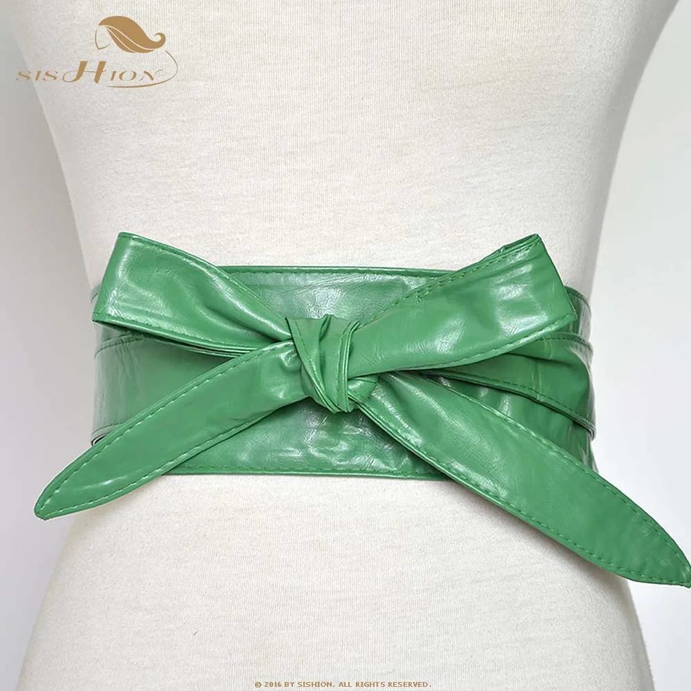 Green SISHION модный корсет ремни для женщин QY0245 черный желтый красный широкий пояс с бантом женское платье пояс Пояс широкий пояс - Цвет: Green