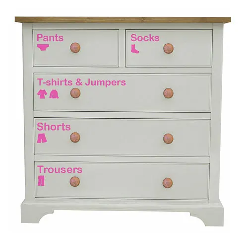 Easma Boy Decals Decals Dresser Abbigliamento Etichette comò Bambini Cassetto Adesivi Adesivi, Vinile, Ragazza, 11in X 11in