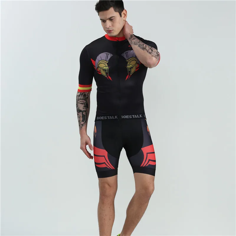 BOESTALK high quality men cycling set 2019 summer sports bike jersey+bib shorts gel pad maillot ciclismo hombre triathlon suit