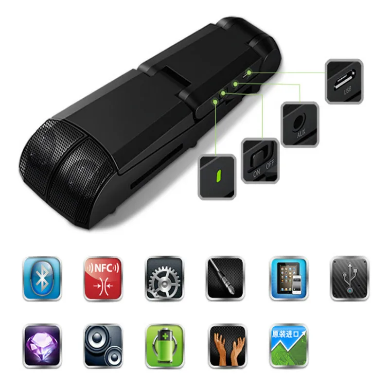 

2 In 1 Portable Wireless Bluetooth Speaker Stereo NFC Foldable Speaker w/ Holder For iPhone 7 7 Plus 6s Smartphone Tablet PC
