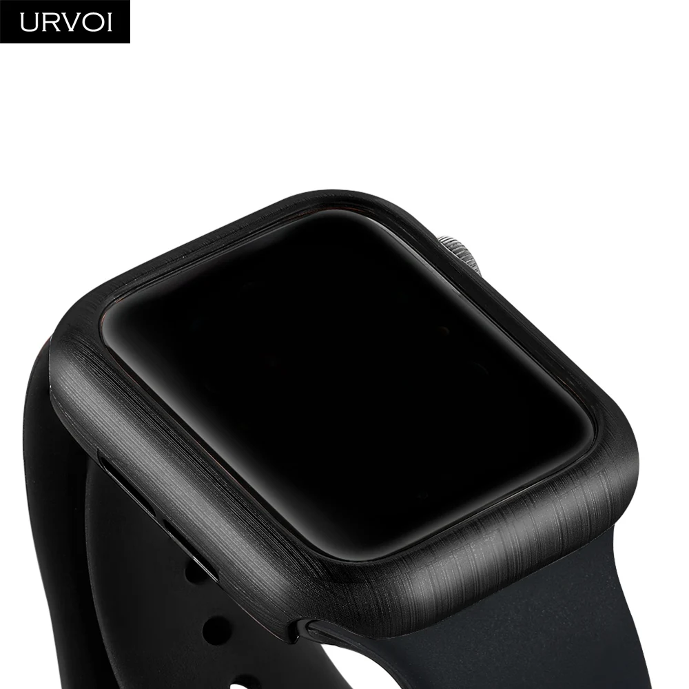 URVOI PC чехол для Apple Watch series 5 4 3 2 твердая рамка пластиковая щетка Бампер протектор для iWatch Тонкий Ультратонкий чехол полоса